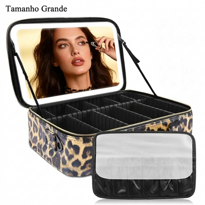 Mala de Maquilhagem com Espelho LED – Beleza Sempre Organizada