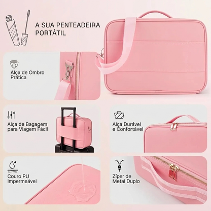 Mala de Maquilhagem com Espelho LED – Beleza Sempre Organizada